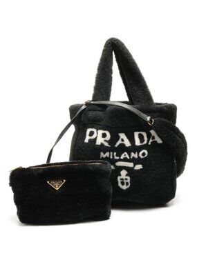 Prada Handbag Shearling Logo 2-Way